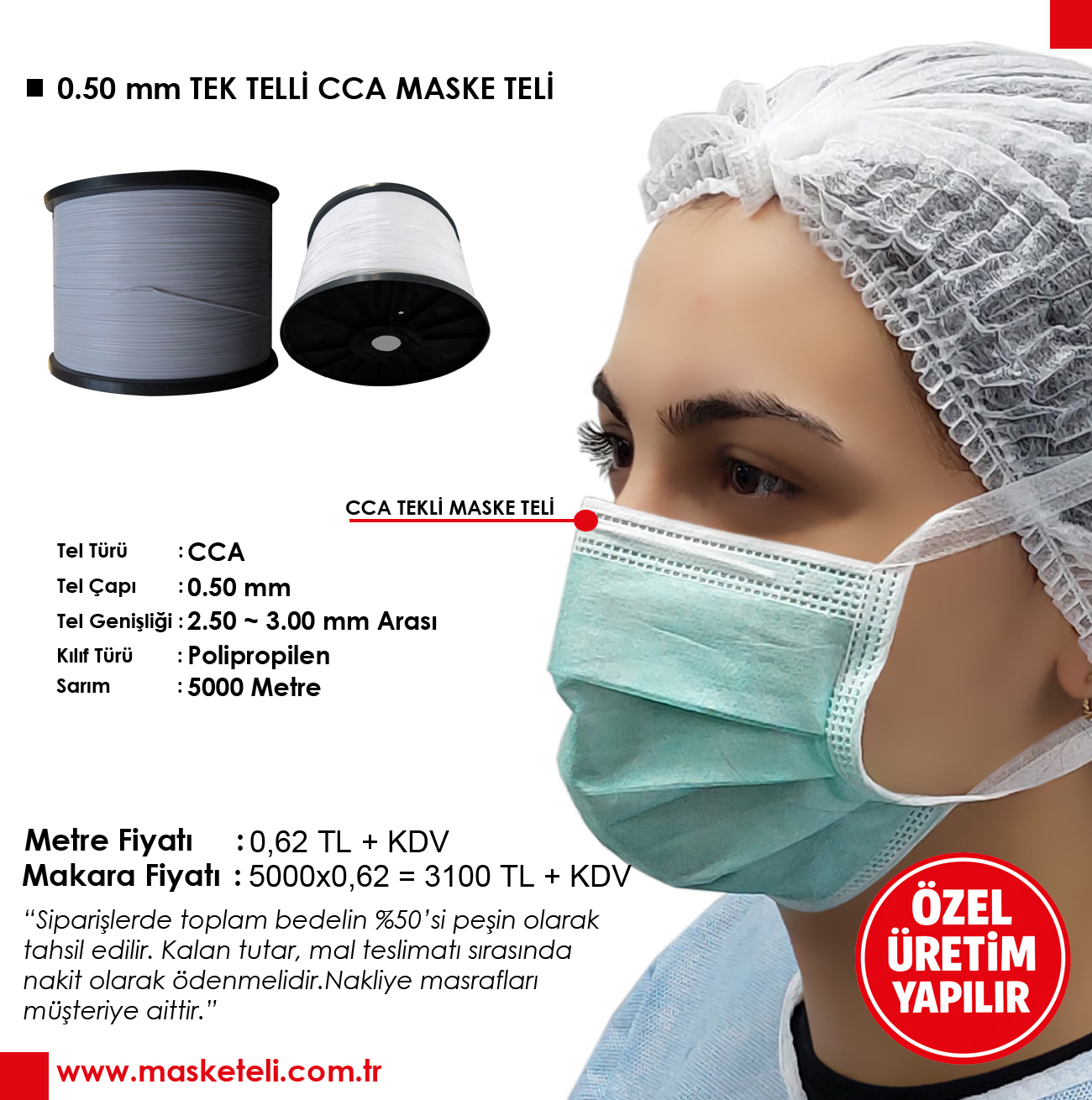 0.50 mm CCA Tekli Maske Teli – 5000 Metre | Yüksek Kaliteli Tel Çözümü